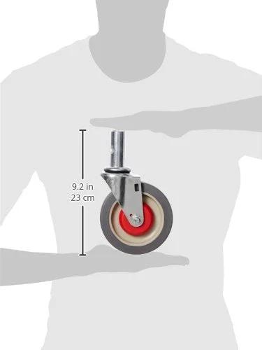 Magliner 131020 Replacement Swivel Caster 5 Inch Wheel One And A Quarter Inch Wide Polyurethane With Stem displayed against scale