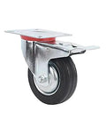 Heavy Duty Retractable Stainless Steel Wheels 4 Pack 75mm 200kg Capacity Swivel Casters for Carts Furniture Chairs with Rubber Brake close-up view.