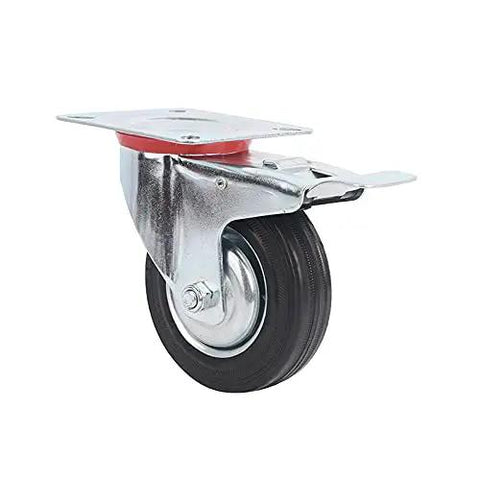 Heavy Duty Retractable Stainless Steel Wheels 4 Pack 75mm 200kg Capacity Swivel Casters for Carts Furniture Chairs with Rubber Brake close-up view.