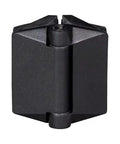 Matte Black Glass To Glass Soft Close Gate Hinges Quick Adjust Ratchet Mechanism shown from the front view, sturdy design.