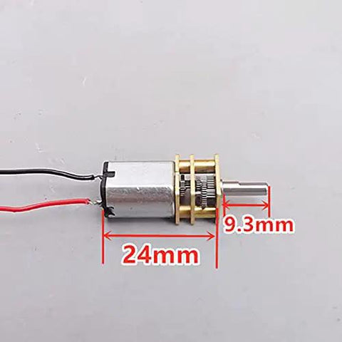 Side view of Three Mini Micro N20 Gear Motors DC 3V To 6V With Full Metal Gearbox, showcasing measurements for DIY robot car projects.
