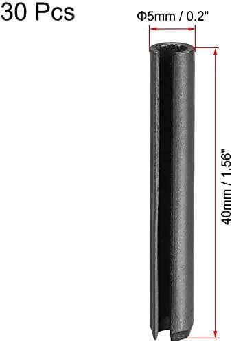 Five Millimeter By Forty Millimeter Slotted Spring Pins Set In Plain Finish 65Mn Metal 30 Piece DIYers Assortment