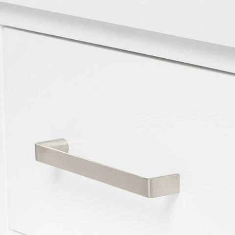 Straight Up Premium 55 Inch Single Sink Bathroom Vanity Built From Real American White Oak Solid Wood Cabinet featuring sleek silver handle.