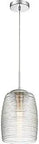 Polished Chrome Mini Pendant Light With Clear Spun Glass Shades, Dope Steel Build hanging pendant for kitchens and hallways