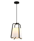 11 Inch Wide Pendant Light With Blackened Bronze Outer Frame And White Fabric Shade, Dope Modern Kitchen Island Lighting