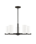 Astoria Chandelier Pendant Light In Sleek Steel Modern Contemporary Fixture with opal white glass shades, 25-inch diameter