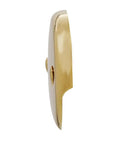 Side view of a polished brass faceplate from the Top Tier Universal Bathtub Drain Plug Set for quick tub fixes.