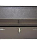 Front view of 32-Inch Industrial Steel Toolbox With Brown Wrinkle Powder Coat, Padlockable Security, Steel Tool Tray Included, Heavy-Duty