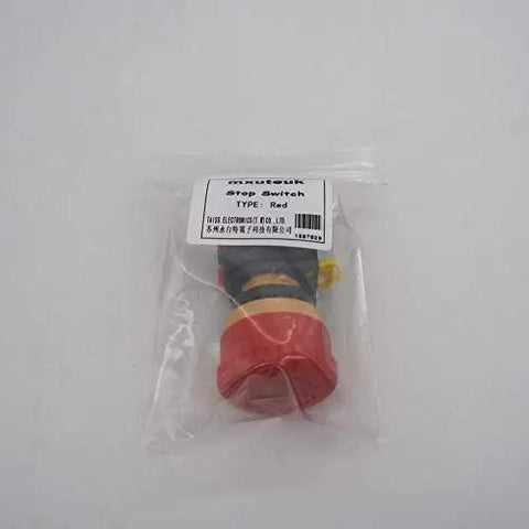 Emergency Stop Push Button Switch 2 NC Contacts Latching Type 600V 10A industrial control, packaged, with visible label