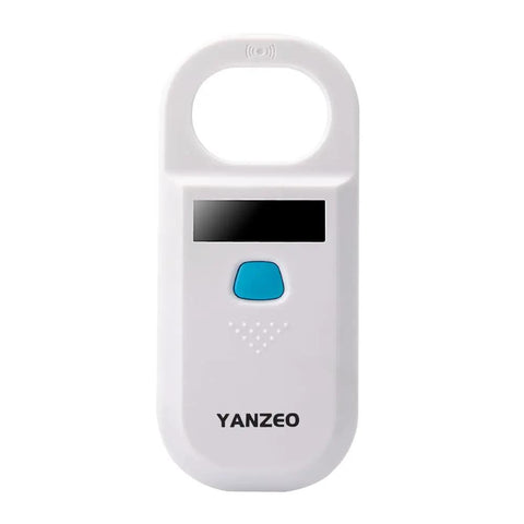 White AR180 Pet Microchip Reader For Dogs And Cats, Reads 15-Digit ISO 11784/11785 FDX-B Chips with blue button