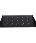 Heavy Duty Vented Cantilever Tray For 1U Rack Mount Server Shelf features a sturdy black metal design with ventilation slots.