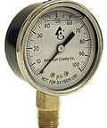 Industrial liquid pressure gauge showing 0-100 PSI with a 2-inch dial and 1/4 inch MNPT connection, designed for high accuracy in rugged conditions.