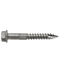 1/4 Inch By 2 Inch Structural Stainless Steel Wood Screw With 3/8 Inch Hex Head And Integrated Washer, Type 17 Point