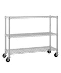 Rock Solid Six Tier Wire Shelving Rack With Wheels Dang Sturdy Heavy Duty Metal Storage Cart Fully Adjustable Steel Frame Rolls Smooth For Garage Pantry No Sweat Organization with three tiers, silver finish.