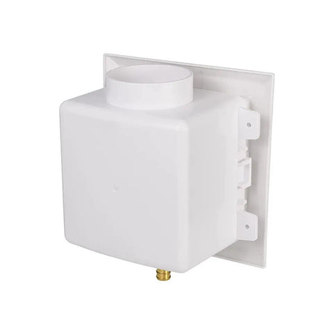 Universal Ice Maker Box With One Half Inch Pex Crimp Inlet And Installed One Quarter Turn Brass Ball Valve Snap On Faceplate