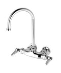 T&S Brass B-0346 Wall Mounted Double Pantry Faucet W/ 3 3/8" Centers - 10 3/8" High W/ 5 1/2" with polished chrome finish.