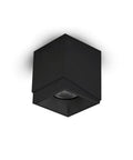 Node 4 In Square Integrated LED Downlight With Remote Driver ETL Certified Fixture in black aluminum housing, shown from below.