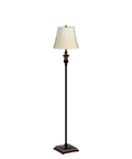 Retro Chic Classic Floor Lamp With Bronze Fabric Shade, 63.8-inch Tall Rustic Pole Light, Black Metal Base
