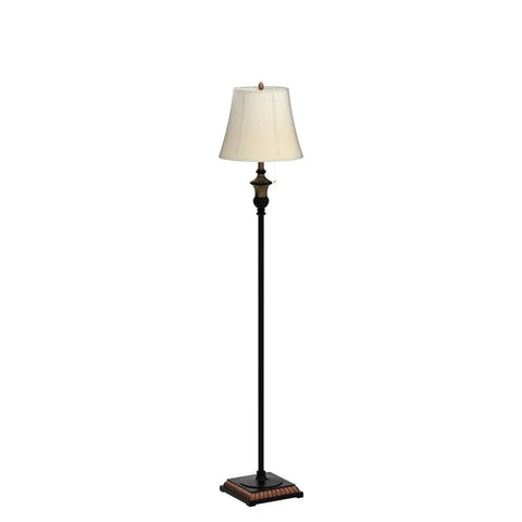 Retro Chic Classic Floor Lamp With Bronze Fabric Shade, 63.8-inch Tall Rustic Pole Light, Black Metal Base