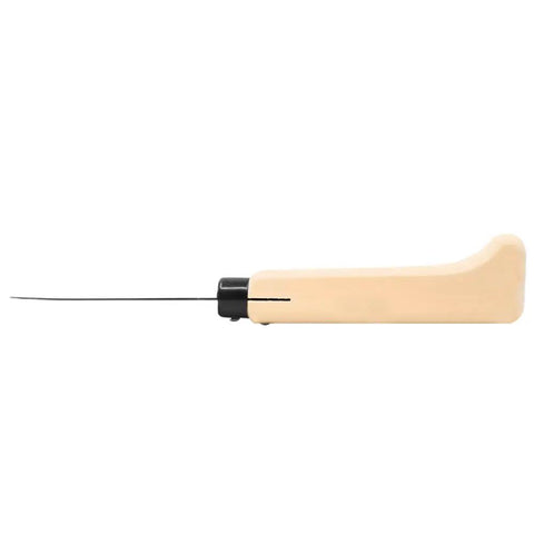 Side view of Lavender Harvest Sickle with 6.5 Inch Curved Serrated Blade and Beech Wood Handle for secure garden use.