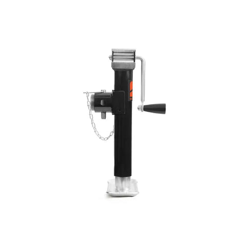 Heavy Duty Weld On Side Wind Trailer Jack With 5000 Lb Capacity And Adjustable Drop Leg for RV camper utility trailer stabilization.