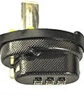 Close-up of set-your-own combination gun trigger lock for pistols and rifles, showing steel/zinc body and rubber pads
