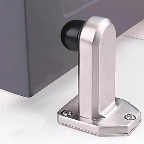 Stainless Steel Door Stopper With Rubber Silencer And Heavy Duty Buffer For Noise Reduction And Door Protection Solid Brushed Finish Durable Floor And Furniture Hardware