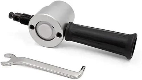 Beefy Double Head Sheet Metal Nibbler Cutter For Drills, silver tone black aluminum alloy tool and spanner, side view