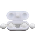 Close-up of white plastic ball chain connector for 4.5 mm blind chains illustrating connection with beads, 30 pcs set for window blinds.