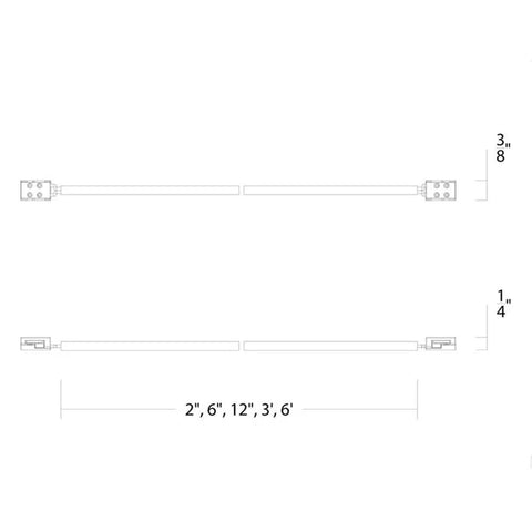 Top Shelf 24Vdc Tape Light Joiner Cable 12 Inch Black Flexible Wiring Harness with length and dimensions for custom lighting setups.