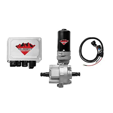 Badass Universal Front Electric Power Steering Kit For Utv With 220 Watt Motor components including motor, control box, and wiring.