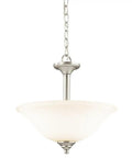 Wynberg 15 Inch 2 Light Convertible Inverted Pendant And Semi Flush Fixture With Satin Etched Glass In Brushed Nickel