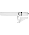 Touch N Hold Door Closer In White for light and medium storm and screen doors, steel construction shown with mounting brackets.