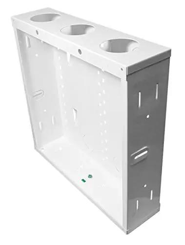 14 Inch In Wall Cable Management Media Box with 20 Gauge Steel Enclosure for Structured Wiring, Glossy White Finish