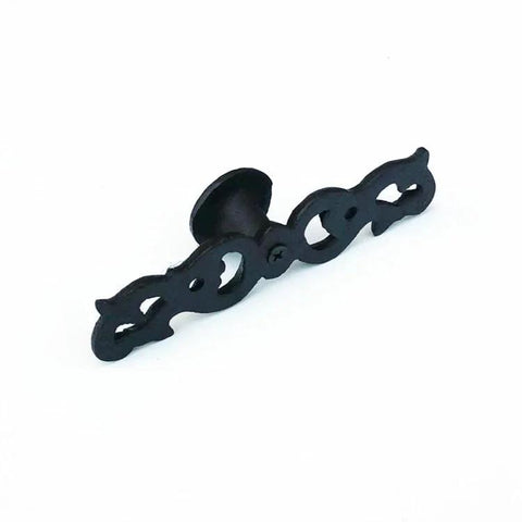 Heavy Duty Cast Iron Drawer Pulls Set Of 2 Five Point Three Inch Long Rustic Vintage Cabinet Handles with Solid Black Finish