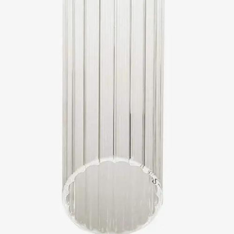 Close-up of modern glass crystal wall sconce, 18x59 cm, showcasing ribbed design for glare-free eye comfort.