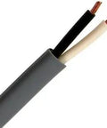 Beefy 10 Gauge Jacketed Two Conductor Primary Wire insulated in black and white with tough gray PVC outer sheath, close-up view.
