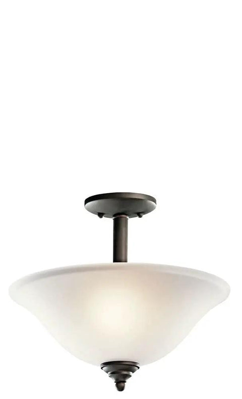 Wynberg 15 Inch 2 Light Convertible Inverted Pendant And Semi Flush Fixture With Satin Etched Glass In Brushed Nickel Ceiling View