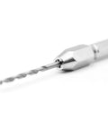 Close-up of Top Shelf Four Piece Double Ended Pin Vise Micro Drill Kit With Kickass White Steel Bits in secure hex grip.