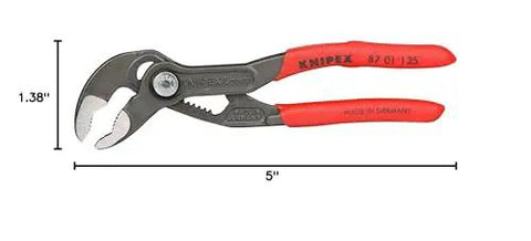 Cobra Water Pump Pliers, 5 Inch, Red, Adjustable Pliers With Self-Locking Teeth, 13 Positions, Pinch Guard for Safe Operation