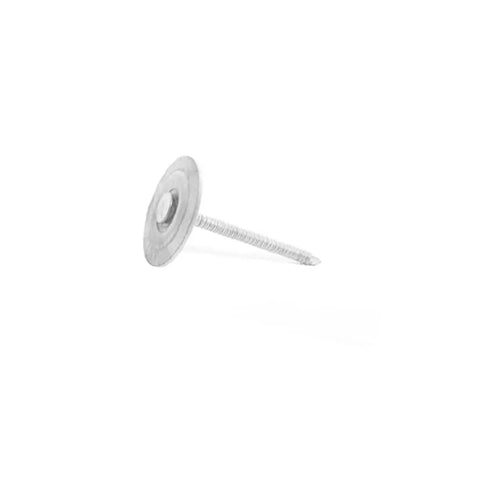 Dead Set Tough One Point Seven Five Inch Eleven Gauge Ring Shank Nail with wide round cap for roofing applications.