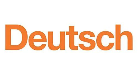 Logo of Deutsch in bold orange letters, representing the brand associated with automotive connectivity.