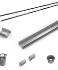 Pro Grade 72 Inch Linear Shower Drain Rough In Kit With Top Tier Pvc Parts And Slick Channel Trim Made For S Lag 65 St Lt 65 And St Ltif 65 Series components including grate, trims, and pipes