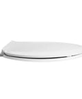 Elongated Plastic Toilet Seat With Impact Absorbing Hinges And Corrosion Free Hardware No Frills Economy Model In White Non Porous