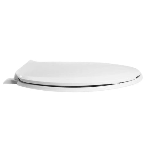 Elongated Plastic Toilet Seat With Impact Absorbing Hinges And Corrosion Free Hardware No Frills Economy Model In White Non Porous
