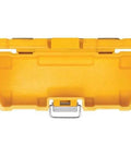 Top view of yellow durable case for Impact Driver Bit Set With Magnetic Tough Case, 15-Piece Carbide Tipped Bits, on the job.