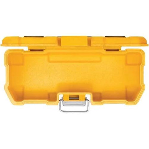 Top view of yellow durable case for Impact Driver Bit Set With Magnetic Tough Case, 15-Piece Carbide Tipped Bits, on the job.