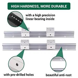 Linear Rail Kit SBR20 300mm Two Piece Fully Supported Rails With Four SBR20UU Blocks Four Retaining Rings And Mounting Hardware