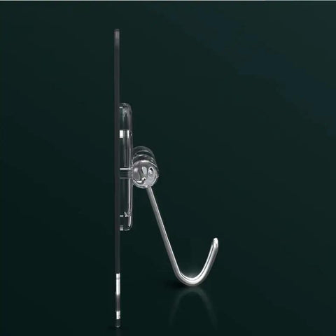 Slick Self Adhesive Wall Hooks Heavy Duty Stainless Steel Hold Up To Thirteen Pounds Without Damaging Drywall side view of hook