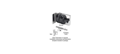 Rock Solid 316 Polished Stainless Steel Gate Latch For Half Inch Tempered Glass Square Post And Wall Mount Out Swinging Doors diagram showing installation details